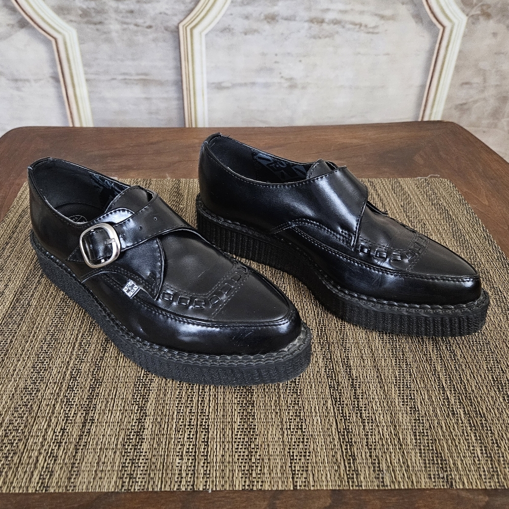 TUK Footwear Pointed Buckle Creepers Men's 5 Women's 7 Leather A8520 Punk - Picture 2 of 10
